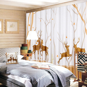 现代简约北欧美式客厅卧室儿童房落地窗帘布料成品遮光窗纱帘定制